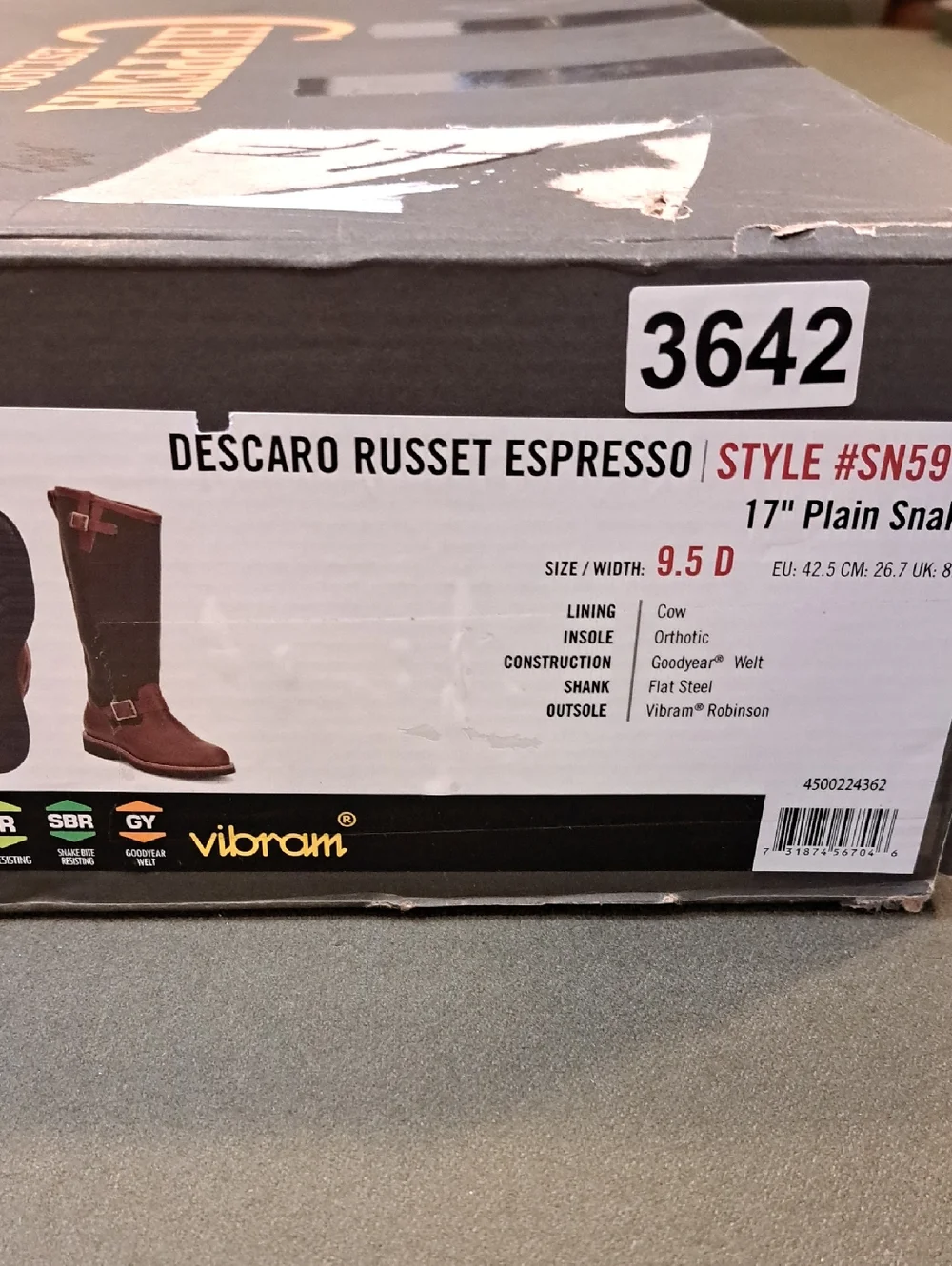 Chippewa Descaro 17" Plain Snake Boot - Color: Russet Espresso - Size: Men 9.5 - Picture 11 of 11